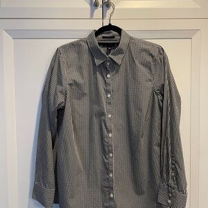 Lands' End Women's Black and White Gingham Blouse